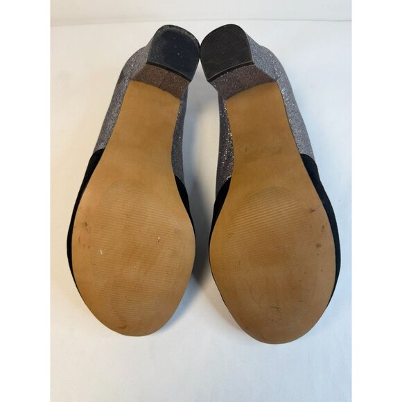 Torrid Pumps Womens Size 11W Black Suede Silver Glitter Block High Heel Shoes - Picture 10 of 15